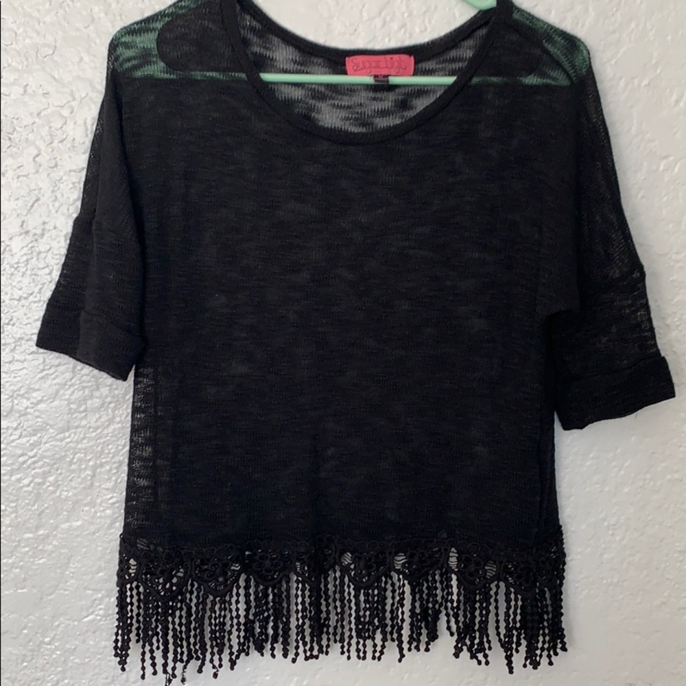 Black fringe blouse